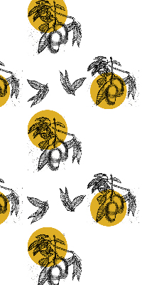 Modern roller blind con estampado de frutas y círculos amarillos