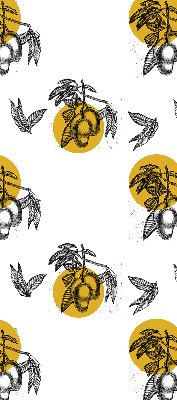 Modern roller blind con estampado de frutas y círculos amarillos