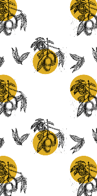 Modern roller blind con estampado de frutas y círculos amarillos
