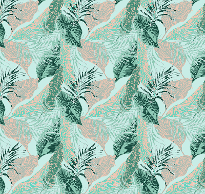 Estor enrollable para ventana con estampado de hojas tropicales