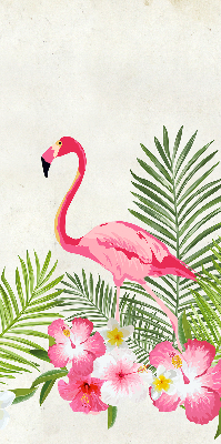 Estor enrollable para ventana con diseño de flamencos junto a las hojas