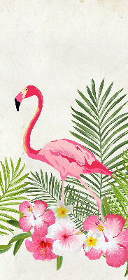 Estor enrollable para ventana con diseño de flamencos junto a las hojas