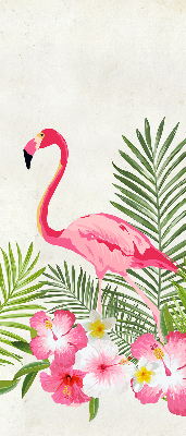 Estor enrollable para ventana con diseño de flamencos junto a las hojas