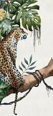 Estor enrollable con estampado de guepardos sobre una rama