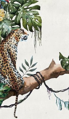 Estor enrollable con estampado de guepardos sobre una rama