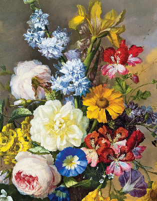 Estor enrollable en forma de ramo de flores