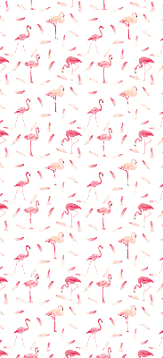 Estor enrollable con diseño de flamencos y detalle de plumas