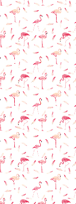 Estor enrollable con diseño de flamencos y detalle de plumas