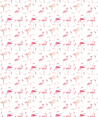 Estor enrollable con diseño de flamencos y detalle de plumas