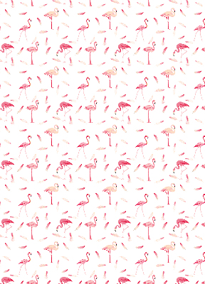 Estor enrollable con diseño de flamencos y detalle de plumas