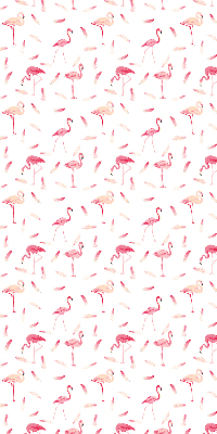 Estor enrollable con diseño de flamencos y detalle de plumas
