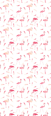 Estor enrollable con diseño de flamencos y detalle de plumas