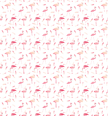 Estor enrollable con diseño de flamencos y detalle de plumas