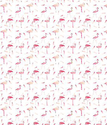 Estor enrollable con diseño de flamencos y detalle de plumas