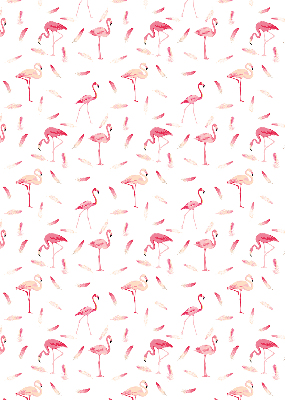 Estor enrollable con diseño de flamencos y detalle de plumas