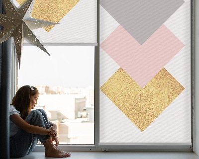 Estor enrollable para ventana con diseño de cuadrados superpuestos