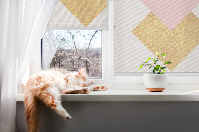 Estor enrollable para ventana con diseño de cuadrados superpuestos
