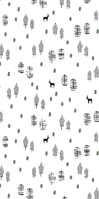 Modern roller blind con un diseño de árboles y ciervos