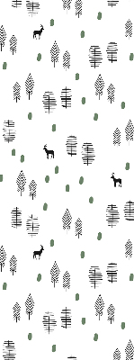 Modern roller blind con un diseño de árboles y ciervos