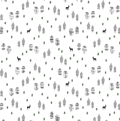 Modern roller blind con un diseño de árboles y ciervos