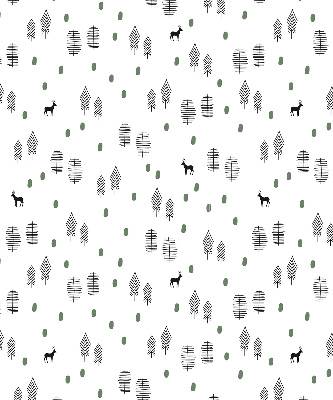 Modern roller blind con un diseño de árboles y ciervos