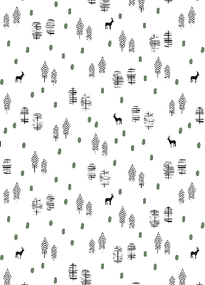Modern roller blind con un diseño de árboles y ciervos