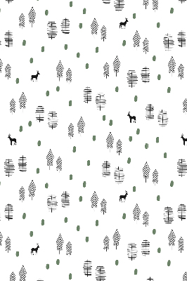 Modern roller blind con un diseño de árboles y ciervos