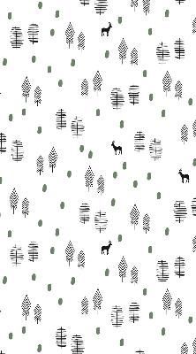 Modern roller blind con un diseño de árboles y ciervos