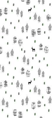 Modern roller blind con un diseño de árboles y ciervos