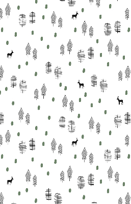 Modern roller blind con un diseño de árboles y ciervos