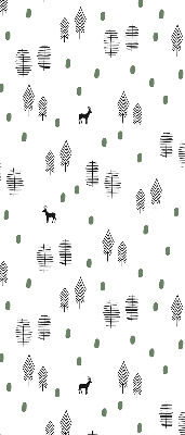 Modern roller blind con un diseño de árboles y ciervos