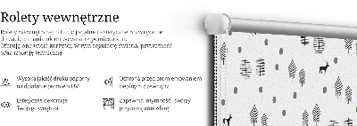 Modern roller blind con un diseño de árboles y ciervos