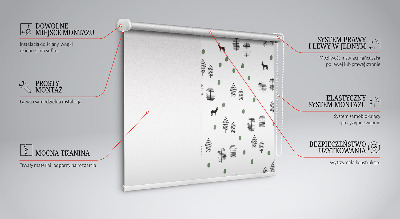 Modern roller blind con un diseño de árboles y ciervos