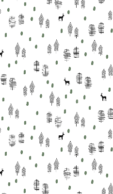 Modern roller blind con un diseño de árboles y ciervos