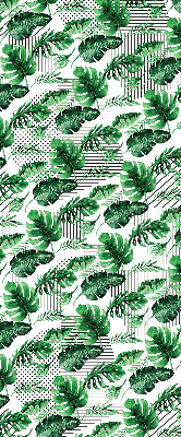 Estor enrollable para ventana con estampado de hojas tropicales