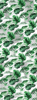 Estor enrollable para ventana con estampado de hojas tropicales