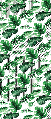 Estor enrollable para ventana con estampado de hojas tropicales