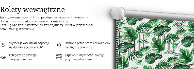 Estor enrollable para ventana con estampado de hojas tropicales