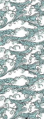Estor enrollable con estampado de nubes y motivos de viento