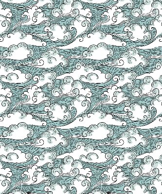 Estor enrollable con estampado de nubes y motivos de viento