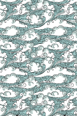 Estor enrollable con estampado de nubes y motivos de viento