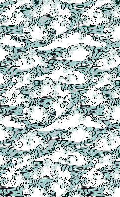 Estor enrollable con estampado de nubes y motivos de viento
