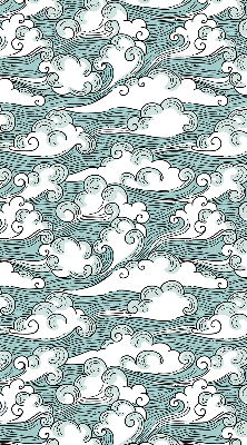 Estor enrollable con estampado de nubes y motivos de viento