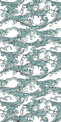 Estor enrollable con estampado de nubes y motivos de viento