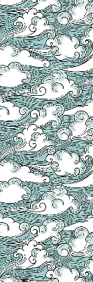 Estor enrollable con estampado de nubes y motivos de viento