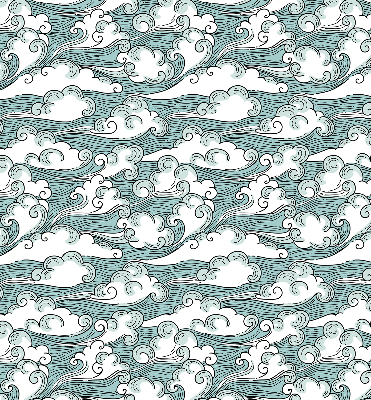 Estor enrollable con estampado de nubes y motivos de viento