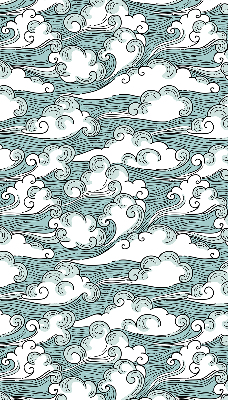 Estor enrollable con estampado de nubes y motivos de viento