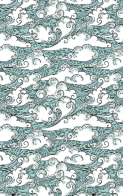 Estor enrollable con estampado de nubes y motivos de viento