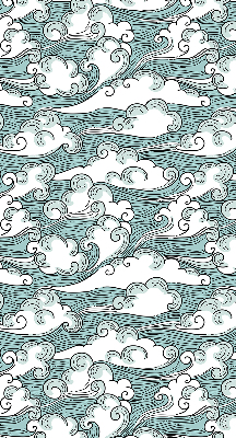 Estor enrollable con estampado de nubes y motivos de viento