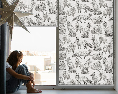 Estor enrollable para ventana con diseño de zorros grises